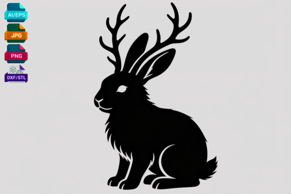 Antler Rabbit Silhouette SVG Cut File: Graphics & Crafts