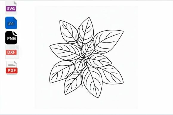 Basil Plant Outline SVG Digital Download