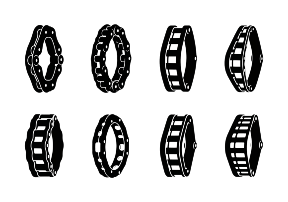 Chain Sprocket Gear Icons Vector Set: Graphics for Crafts and Content