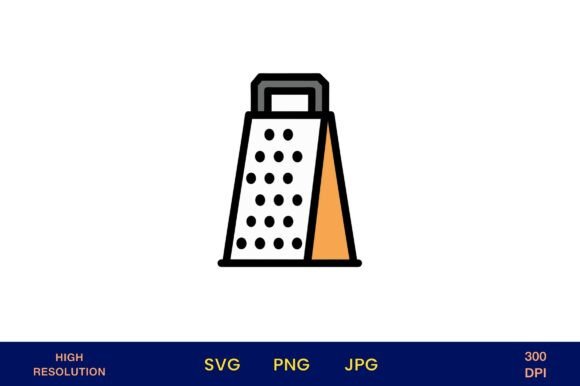 Cheese Grater Icon in Flat Vector Style