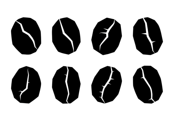 Coffee Bean Icons Black and White: Graphics for Crafts