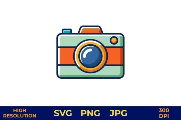Colorful Retro Camera Vector Icon Design