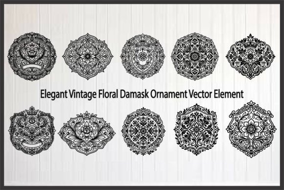 Elegant Vintage Floral Damask Ornament Graphics