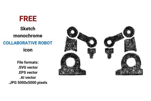 FREE Sketch Collaborative Robot Icon Graphics Freebies
