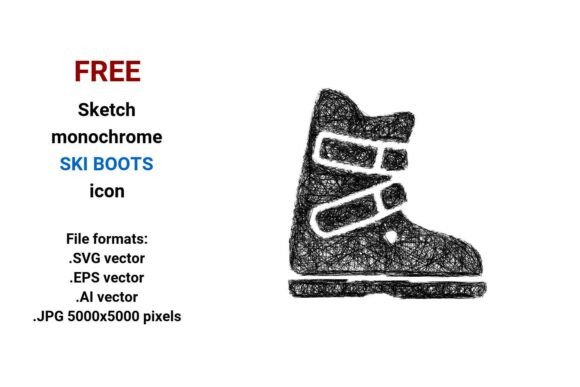 FREE Sketch Ski Boots Icon Graphics Freebies
