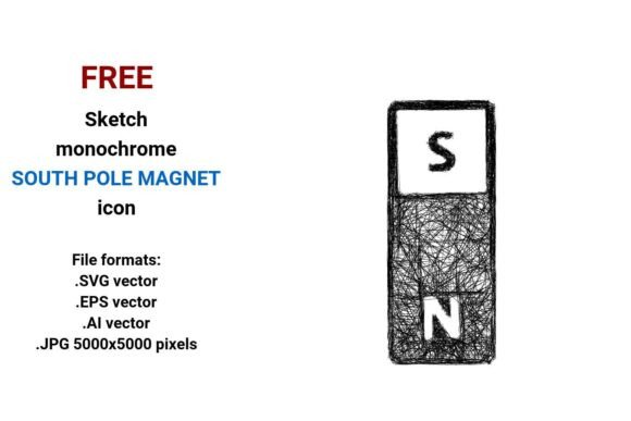 FREE Sketch South Pole Magnet Icon Graphics