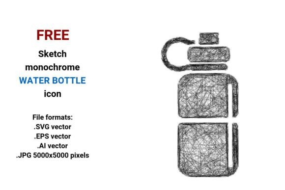 FREE Sketch Water Bottle Icon Graphics Freebies