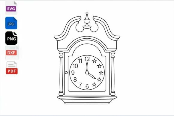 Grandfather Clock Outline SVG Clipart for Graphics and Crafts