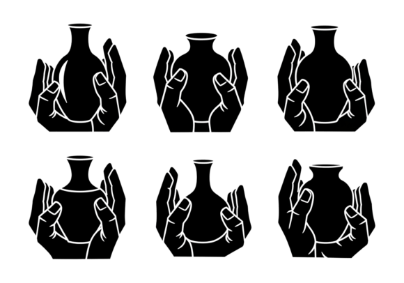 Hands Holding Vase Silhouette SVG for Graphics and Crafts