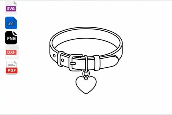 Heart Charm Dog Collar SVG Clipart