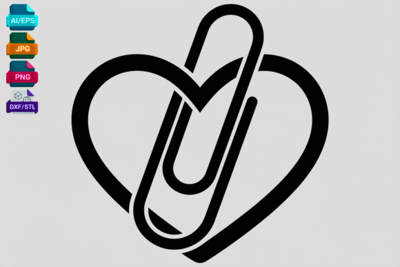 Heart Paperclip SVG Clipart Design for Crafts and Graphics