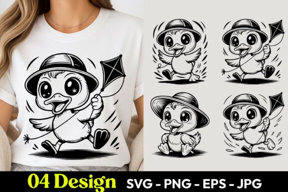 Kite Flying Chick SVG PNG: Graphics for Creative Projects