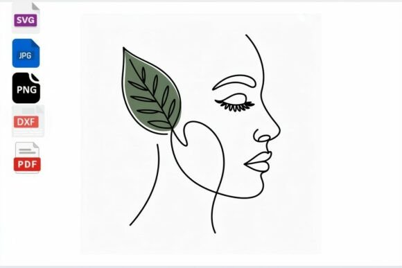 Minimalist Woman Face Line Art SVG