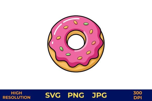 Pink Frosted Doughnut with Colorful Graphics Freebies