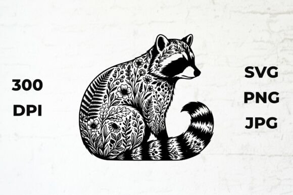 Raccoon Silhouette Vector Illustration for Graphics and Crafts