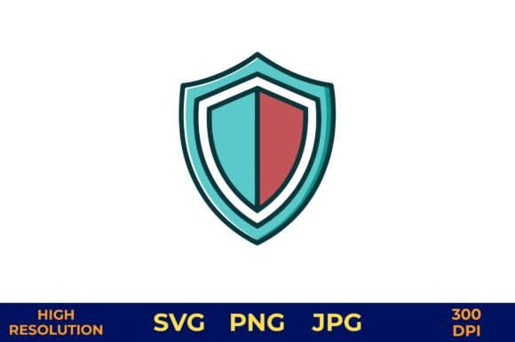 Shield Vector in Teal and Red Colors