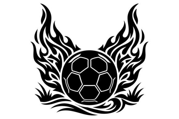 Tribal Soccer Ball on Fire SVG - Flaming