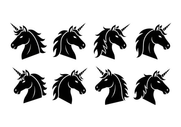 Unicorn Head Vector Graphics Set for Crafts