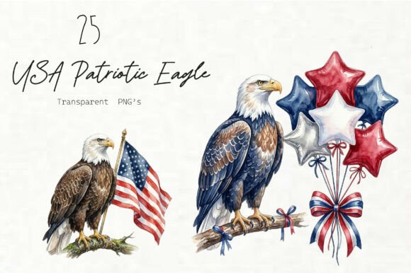 Watercolor USA Patriotic Eagle Clipart