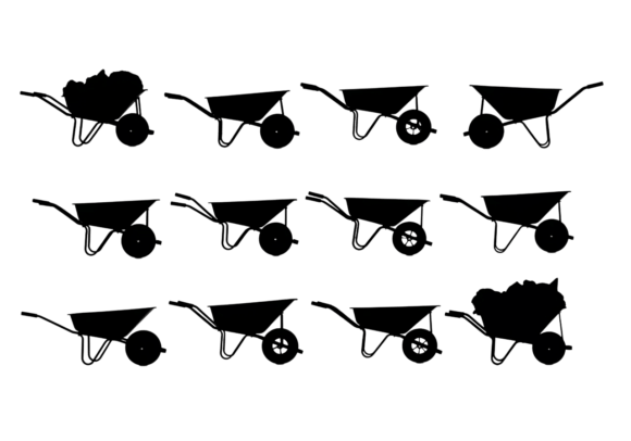 Wheelbarrow Silhouette SVG Bundle