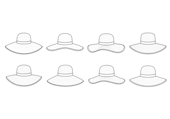 Wide Brim Sun Hat Clipart Line Art